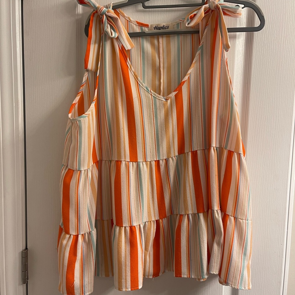 Striped Sleeveless Blouse with Tie Straps